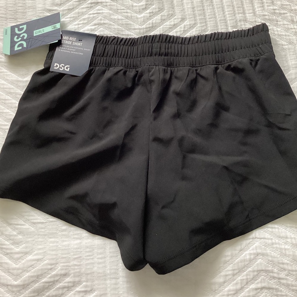 DSG Girls' Stride Shorts - Black Athletic Running Shorts - Size S‎ (8-9)